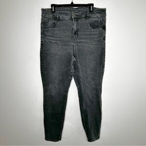 American Eagle Gray Next Level Stretch Distressed Super High-Rise Jegging Sz 18